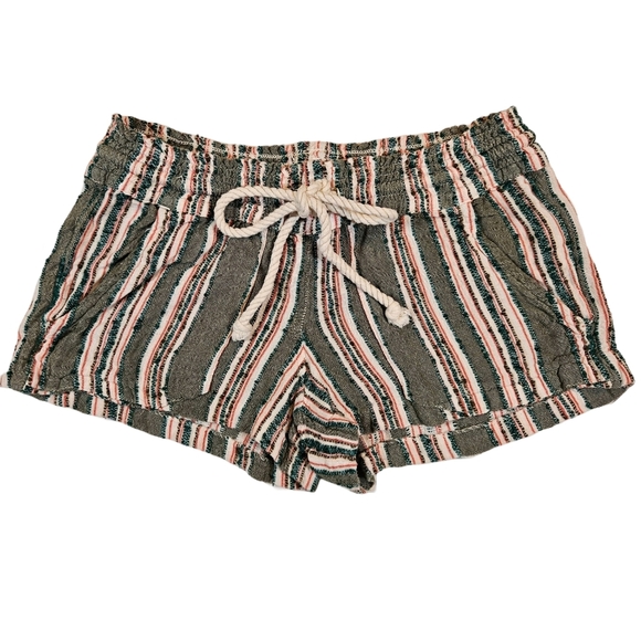 Roxy Pants - Roxy Juniors Oceanside Drawstring Shorts, Striped Multicolor, Size 1